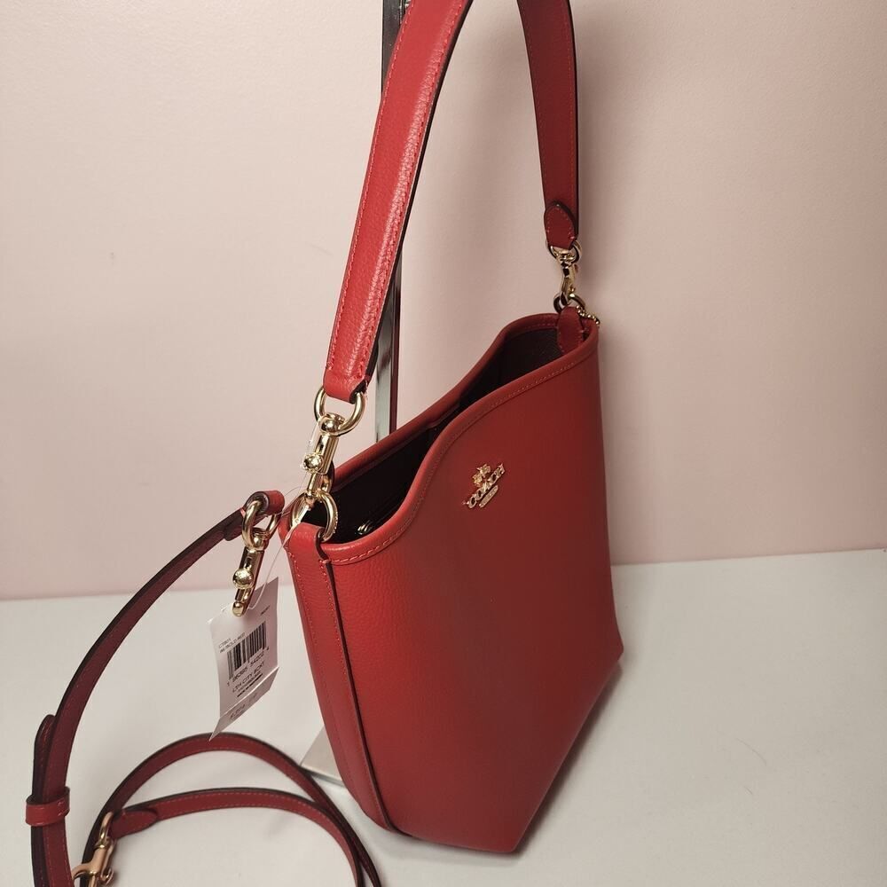 NWT COACH CT801 City Bucket Leather Bag Purse Bold Red/ Gold - Picture 5 of 8